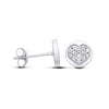 Sterling silver studs with round cubic zirconia arranged in heart-shaped clusters.