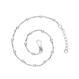 Sterling Silver Beaded Twisted Box Anklet with 1 Inch Extender