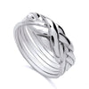 The Silversmiths Sterling Silver Puzzle Ring has interwoven bands and a polished finish, shown on a white background.