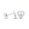 Sterling silver 8mm stud earrings with open heart shapes and starburst CZ details.
