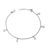 Sterling Silver CZ Adjustable Anklet - Heart Toggle