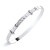 Sterling silver 4mm expanding bangle by Silversmiths, features a heart motif and is adjustable for fit.