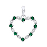 Silversmiths sterling silver heart pendant featuring simulated emerald and cubic zirconia, fits most standard chains.