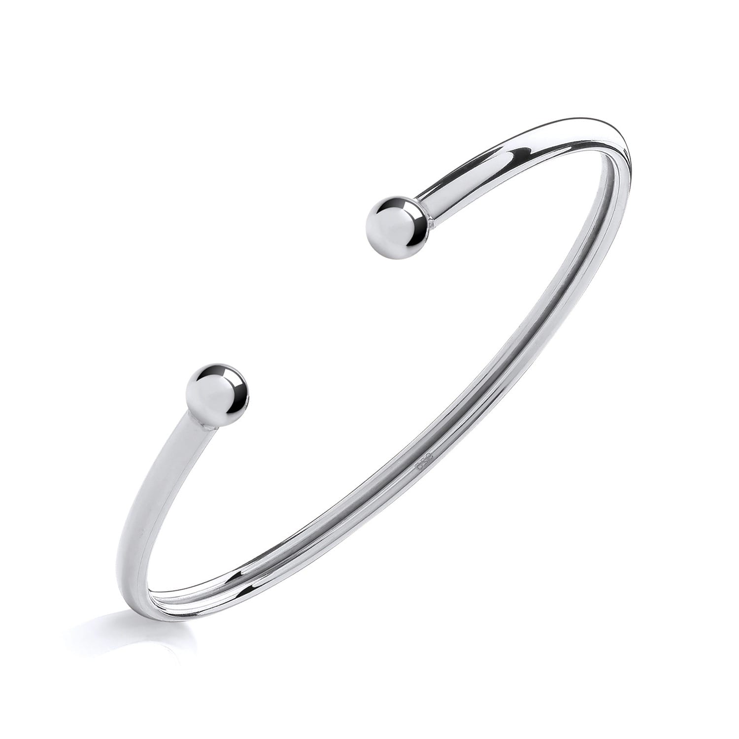 Sterling Silver Ladies Torque Bangle With 3.75mm Plain Profile