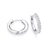 Sterling silver huggie hoops set with cubic zirconia, featuring a classic and simple design.