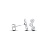 Sterling silver 9.75mm stud earrings with three cubic zirconias set vertically in a curved design.