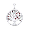 Silversmiths sterling silver Tree of Life pendant featuring simulated rubies.