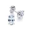 Sterling silver oval cubic zirconia stud earrings with push-back closures are displayed on a white background.