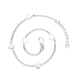 Sterling Silver Heart Anklet with 1 Inch Extender