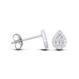 Silversmiths sterling silver pavé cubic zirconia teardrop stud earrings with a polished, sparkling finish.