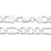 A Silversmiths 8.2mm sterling silver Figaro chain necklace with lobster clasp is displayed on a white background.