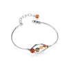 Sterling silver bracelet with multicolour Baltic amber and an adjustable marquise hook clasp.