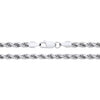 A 4mm sterling silver diamond cut rope chain necklace by Silversmiths with a lobster clasp on a white background.