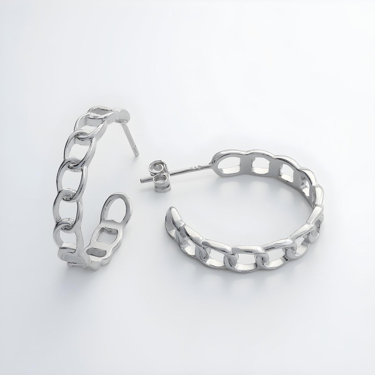Silversmiths Sterling Silver 23mm chain link hoop earrings displayed on a white background.