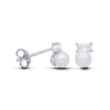 Sterling silver stud earrings with simulated pearls and baguette-cut cubic zirconia.