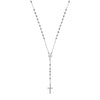 Silversmiths Sterling Silver 28″ rosary necklace with bead stations, a medallion, and a cross pendant.