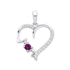 Silversmiths pendant in sterling silver with a simulated amethyst set within an open heart design.