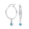 Sterling silver hoop earrings feature simulated London topaz stones in a classic design by Silversmiths.