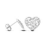Silversmiths sterling silver heart stud earrings feature a 13mm tree of life design with cubic zirconia accents.