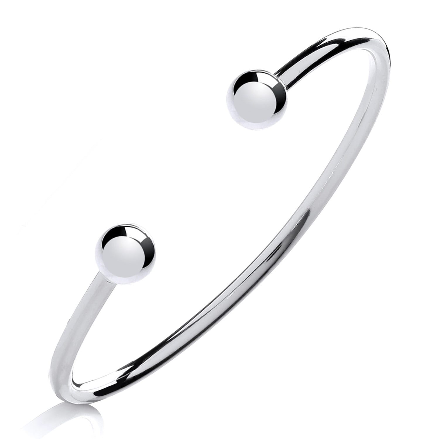 Sterling Silver Ladies Torque Bangle With 3.1mm Plain Profile