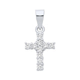 Sterling silver cross pendant by Silversmiths with a cluster setting and sparkling cubic zirconia accents.