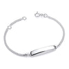 Sterling silver children’s ID bracelet by Silversmiths, plain design, adjustable length from 14 to 16 cm.