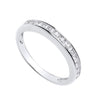 Silversmiths sterling silver eternity ring with channel-set, clear square-cut cubic zirconia stones.