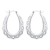Silversmiths 40mm sterling silver oval Creole earrings feature diamond-cut and engraved detailing.