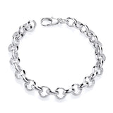 Silversmiths sterling silver bracelet with 9.2mm plain Belcher chain, polished and simple for daily wear.