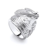 Silversmiths Sterling Silver 27.7mm Men’s Saddle Ring with bold detailing and a textured central design.
