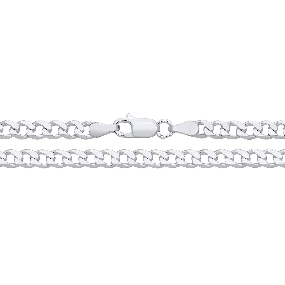 A 3.8mm sterling silver curb chain necklace by Silversmiths with a lobster clasp, displayed on a white background.