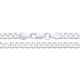 A 4.7mm sterling silver curb chain necklace with a lobster clasp is displayed against a white background.