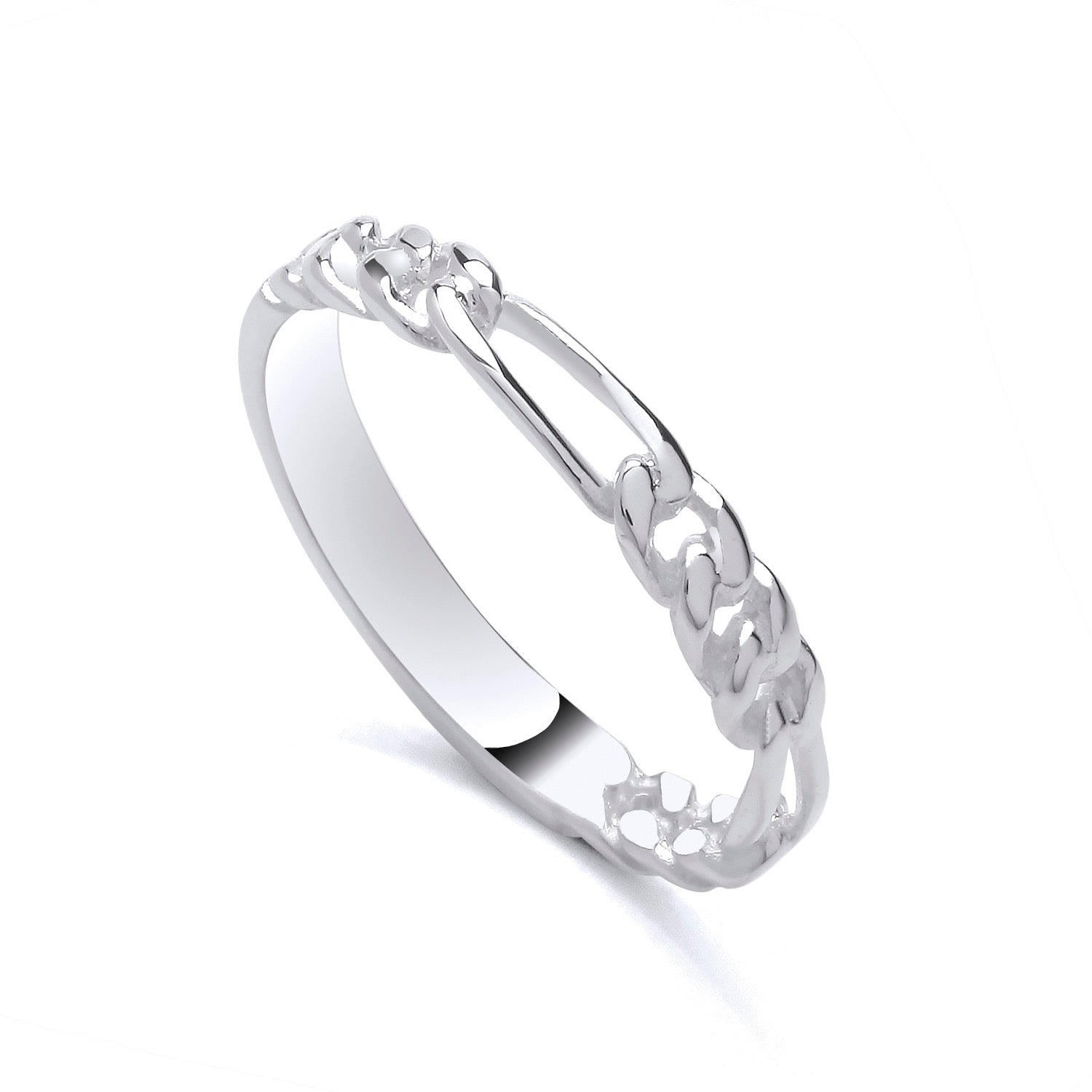 Sterling Silver Figaro Chain Band Ring