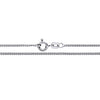 Close-up of a 1.2mm rhodium-plated silver curb chain necklace by Silversmiths, featuring a spring ring clasp.