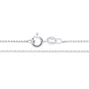 Silversmiths 1.1mm diamond cut sterling silver box chain necklace with a spring ring clasp on a white background.