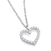 Silversmiths sterling silver necklace featuring an open heart pendant set with clear cubic zirconia stones.
