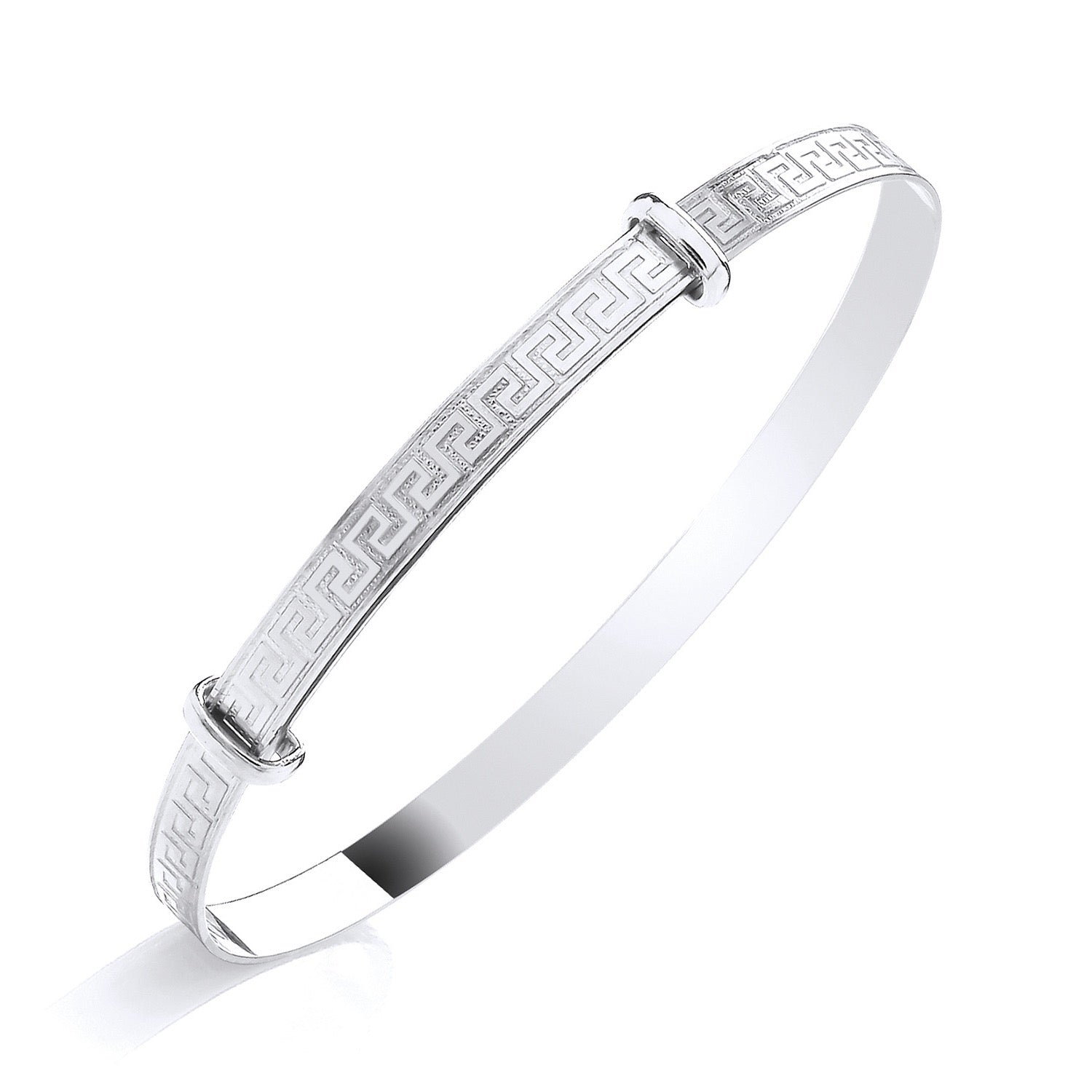 Sterling Silver Expanding Ladies Bangle With Greek Key Pattern