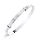 Sterling Silver Expanding Ladies Bangle With Greek Key Pattern