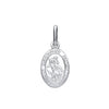 Sterling silver 20mm oval St. Christopher pendant engraved with “Saint Christopher Protect Us.”.