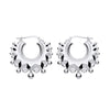 Sterling silver Gypsy Creole spiked hoops, 28.4mm, with bead accents and a minimalist design.