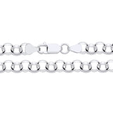 Silversmiths 6.8mm sterling silver Belcher chain necklace with round links and lobster clasp, displayed from two angles.