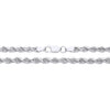 A 4.3mm sterling silver hollow rope chain necklace with a lobster clasp is shown on a white background.