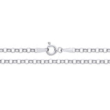 A 2.7mm sterling silver Belcher chain necklace with round links and a spring ring clasp, displayed flat on white.