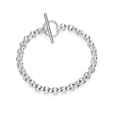 Sterling silver men’s 6.3mm T-bar belcher bracelet with heavyweight round links and a secure toggle clasp.