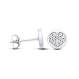 Sterling silver studs with round cubic zirconia arranged in heart-shaped clusters.