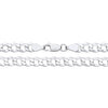 A 5.8mm sterling silver flat curb chain necklace with a lobster clasp is displayed on a white background.