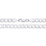 A 5.8mm sterling silver flat curb chain necklace with a lobster clasp is displayed on a white background.