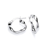 Silversmiths 16mm sterling silver twist hoop earrings with a shiny finish and secure latch-back closure.