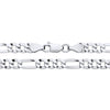 A 4.7mm sterling silver flat Figaro chain necklace with a lobster clasp is displayed on a white background.