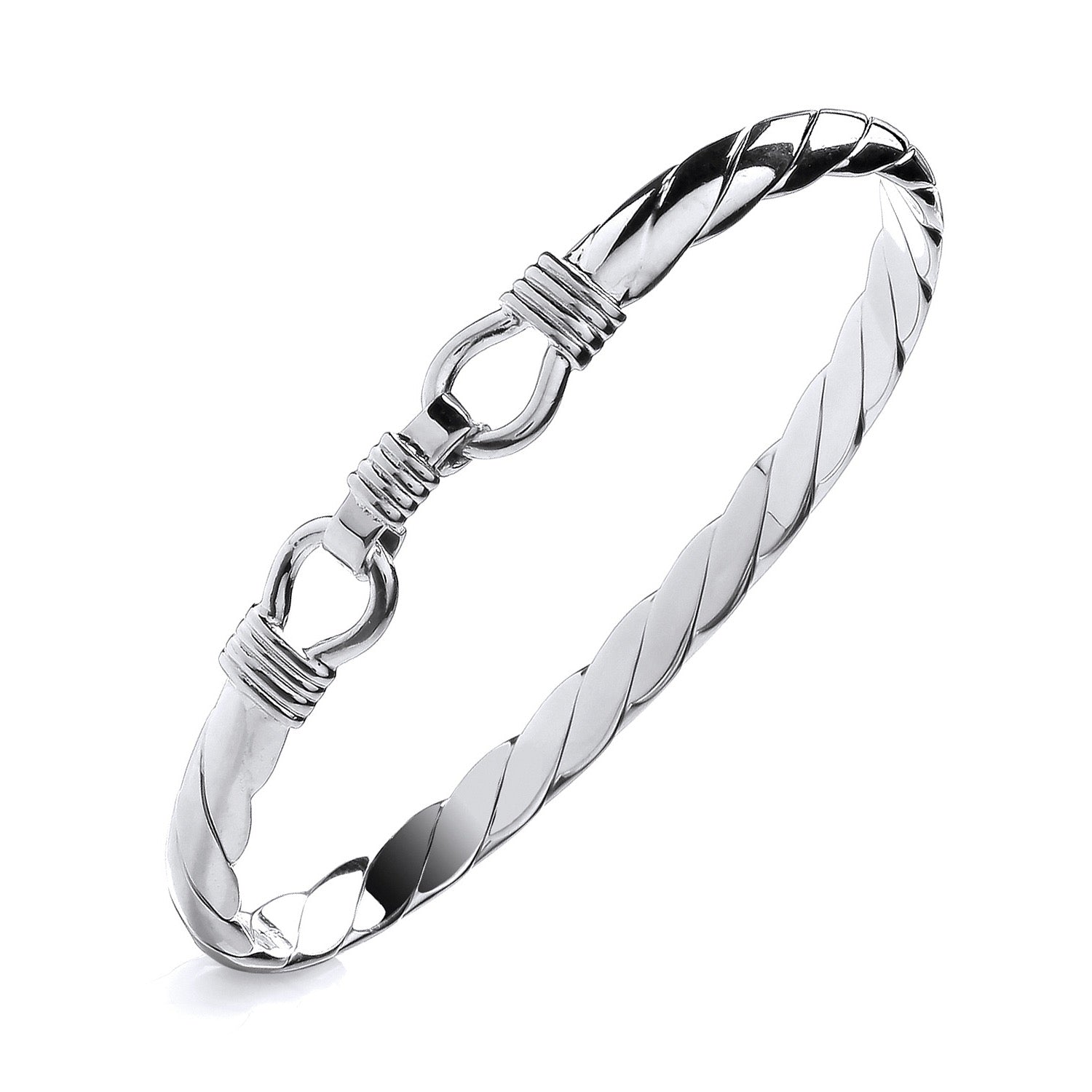 Silversmiths Sterling Silver Gents Solid Hook Bangle—sleek, twisted design; a great gift for your husband.